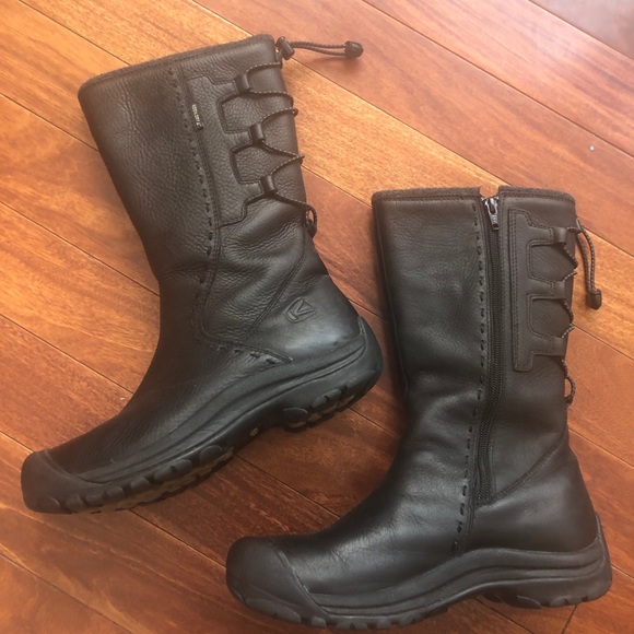 keen black leather boots